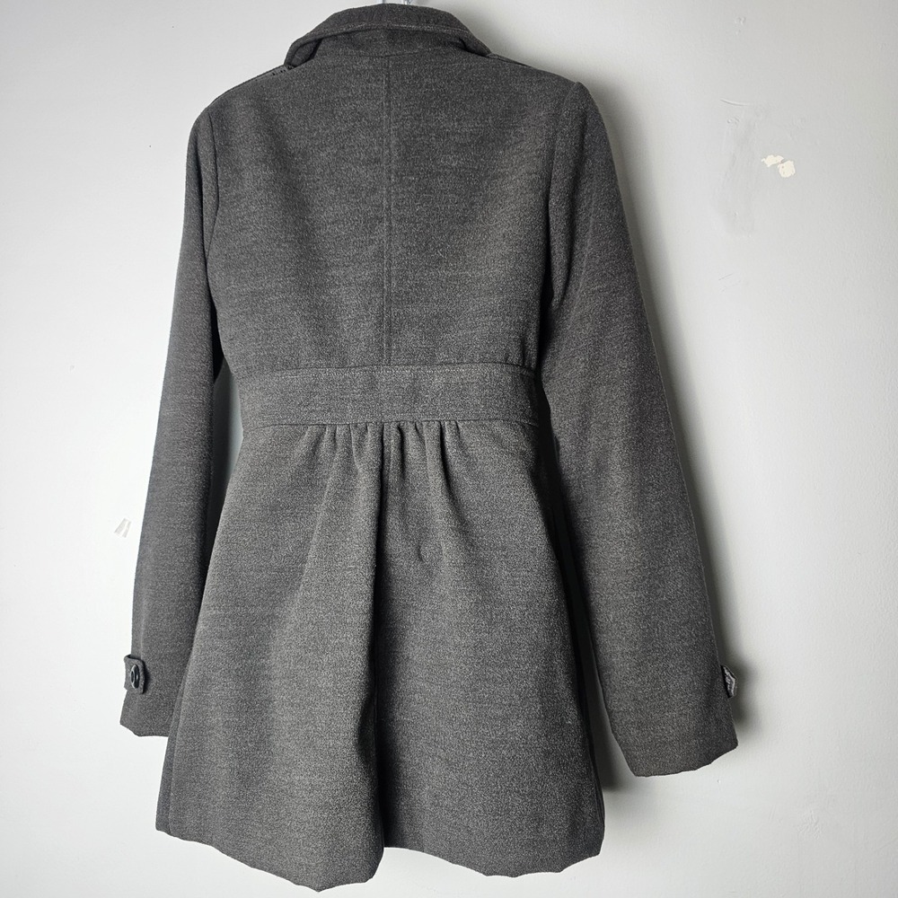 IN San Francisco Women Charcoal Gray Button Front Belted Coat Size S - Picture 12 of 13